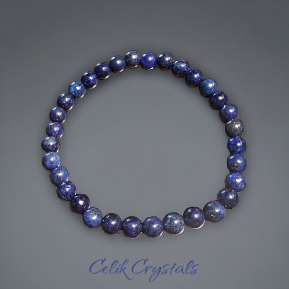 Lapis Lazuli Bracelet Authentic Stones 6mm Unisex - Picture 4 of 5
